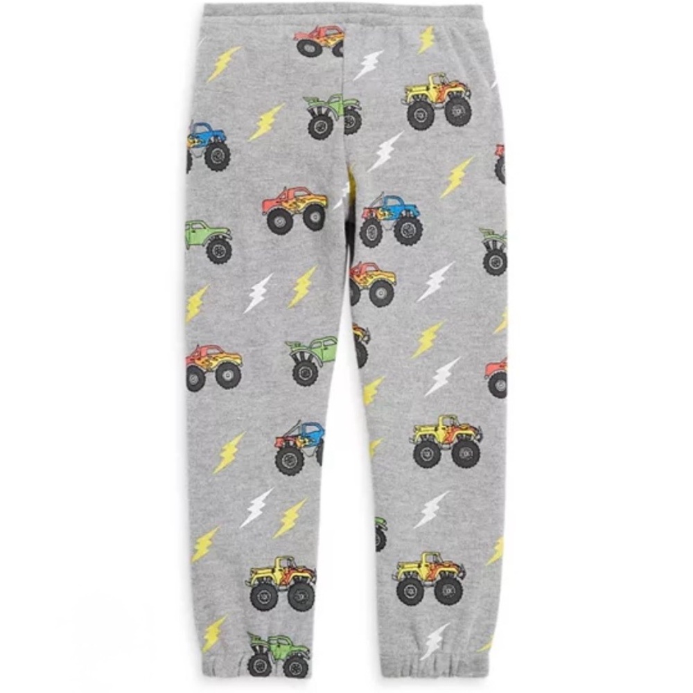 Chaser Kids Heather Gray Joggers with Colorful Monster Trucks and Lightning ⚡️⚡️ - Picture 2 of 7